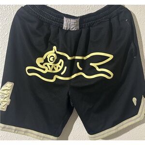 Icecream Black Shorts large running dog BBC rare yellow pink trim